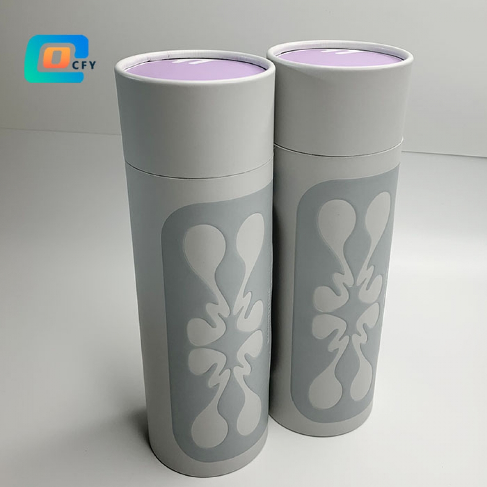 Custom clothes cardboard tube with window paper container of towel scarf T-shirt gift round box packaging with emboss finish