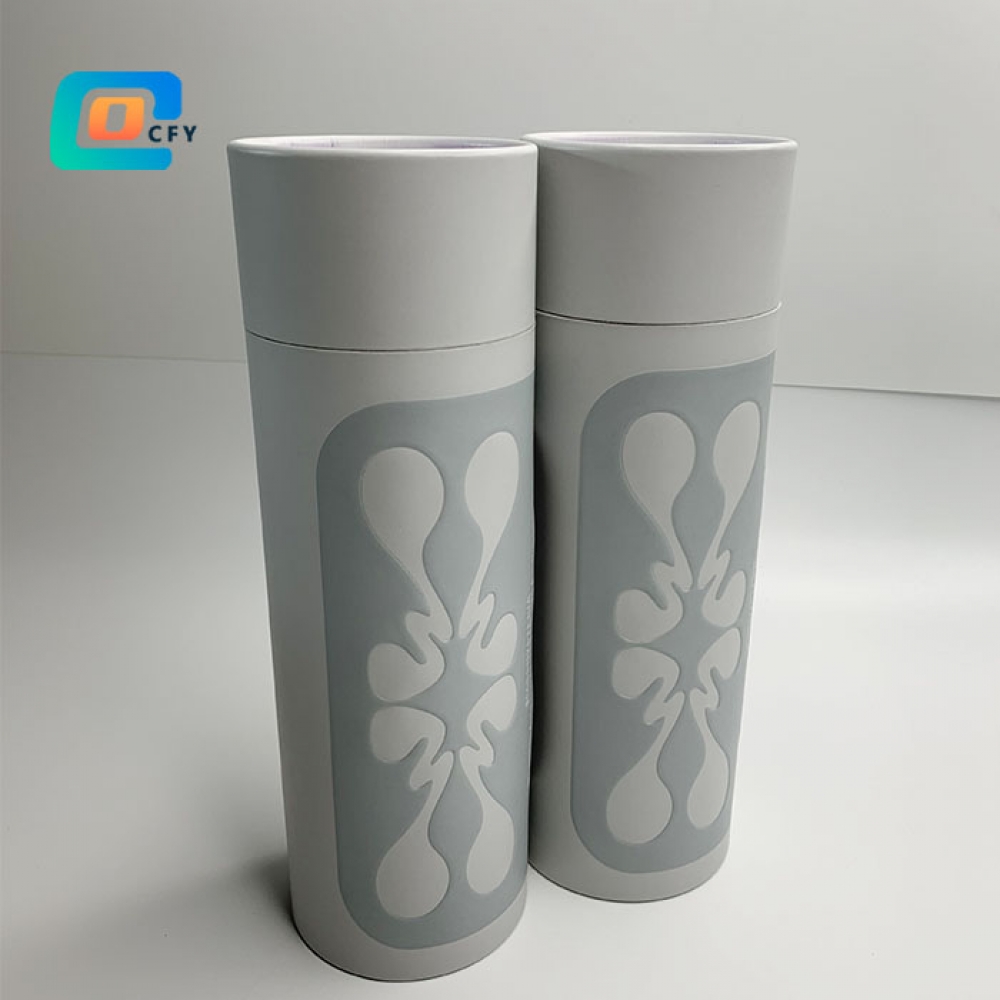 Custom clothes cardboard tube with window paper container of towel scarf T-shirt gift round box packaging with emboss finish
