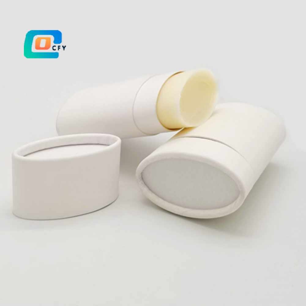 Custom Hot Sale Biodegradable Compostable Oval Push up Full Paper Tube Deodorant Lip Balm Sunscreen Stick Container Packaging