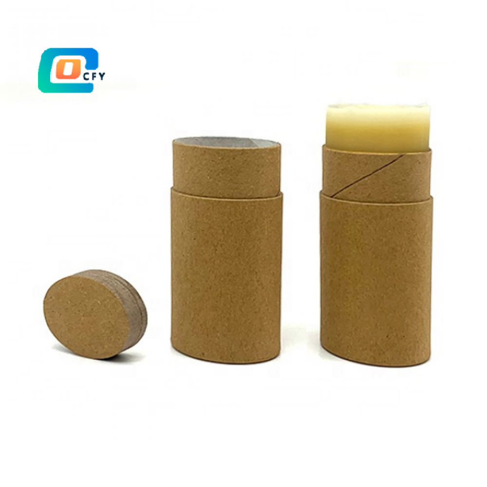 Custom Hot Sale Biodegradable Compostable Oval Push up Full Paper Tube Deodorant Lip Balm Sunscreen Stick Container Packaging