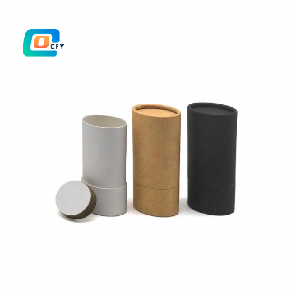 Custom Hot Sale Biodegradable Compostable Oval Push up Full Paper Tube Deodorant Lip Balm Sunscreen Stick Container Packaging