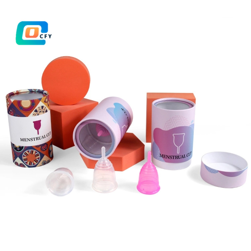 Custom printing window cardboard tube soft menstrual cup cylinder gift paper tube package for personal healthcare period care