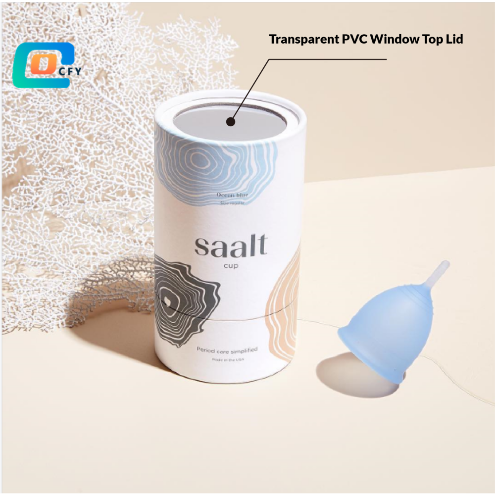 Custom printing window cardboard tube soft menstrual cup cylinder gift paper tube package for personal healthcare period care