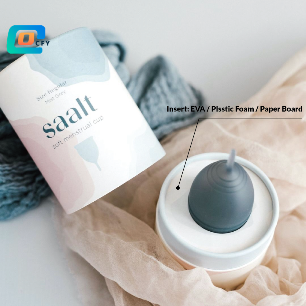 Custom printing window cardboard tube soft menstrual cup cylinder gift paper tube package for personal healthcare period care