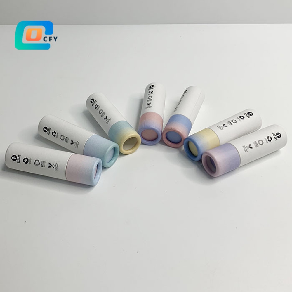 Custom plastic free Biodegradable Compostable Cosmetic Deodorant Stick Cardboard Containers Lip Balm Push Up Paper Tubes with Long Lid
