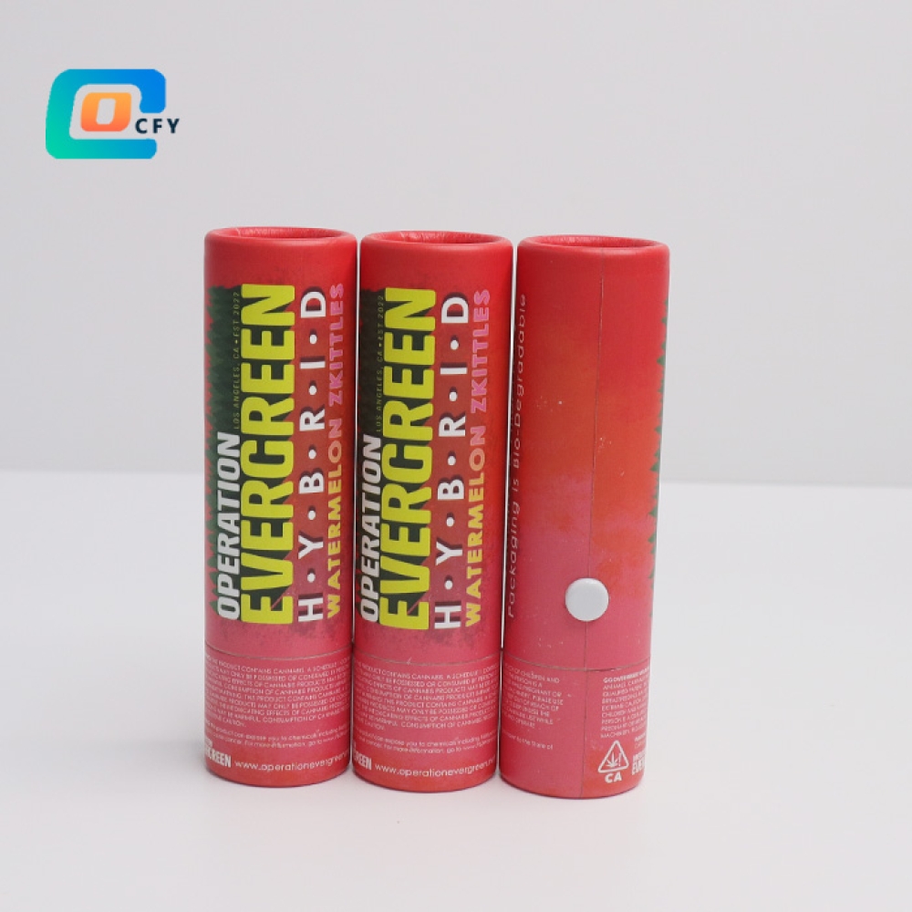Cardboard CBD vape pen cartridge Packaging Child Resistant tube and box supplier Child Lock Button Paper Tube Packaging