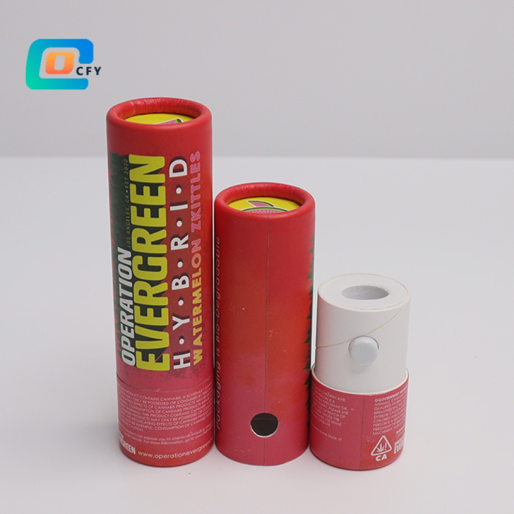 Cardboard CBD vape pen cartridge Packaging Child Resistant tube and box supplier Child Lock Button Paper Tube Packaging