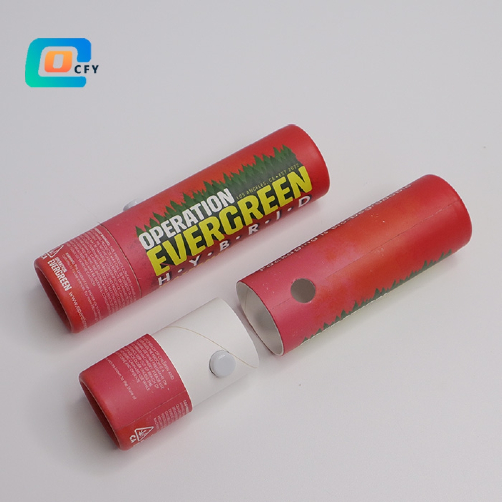 Cardboard CBD vape pen cartridge Packaging Child Resistant tube and box supplier Child Lock Button Paper Tube Packaging