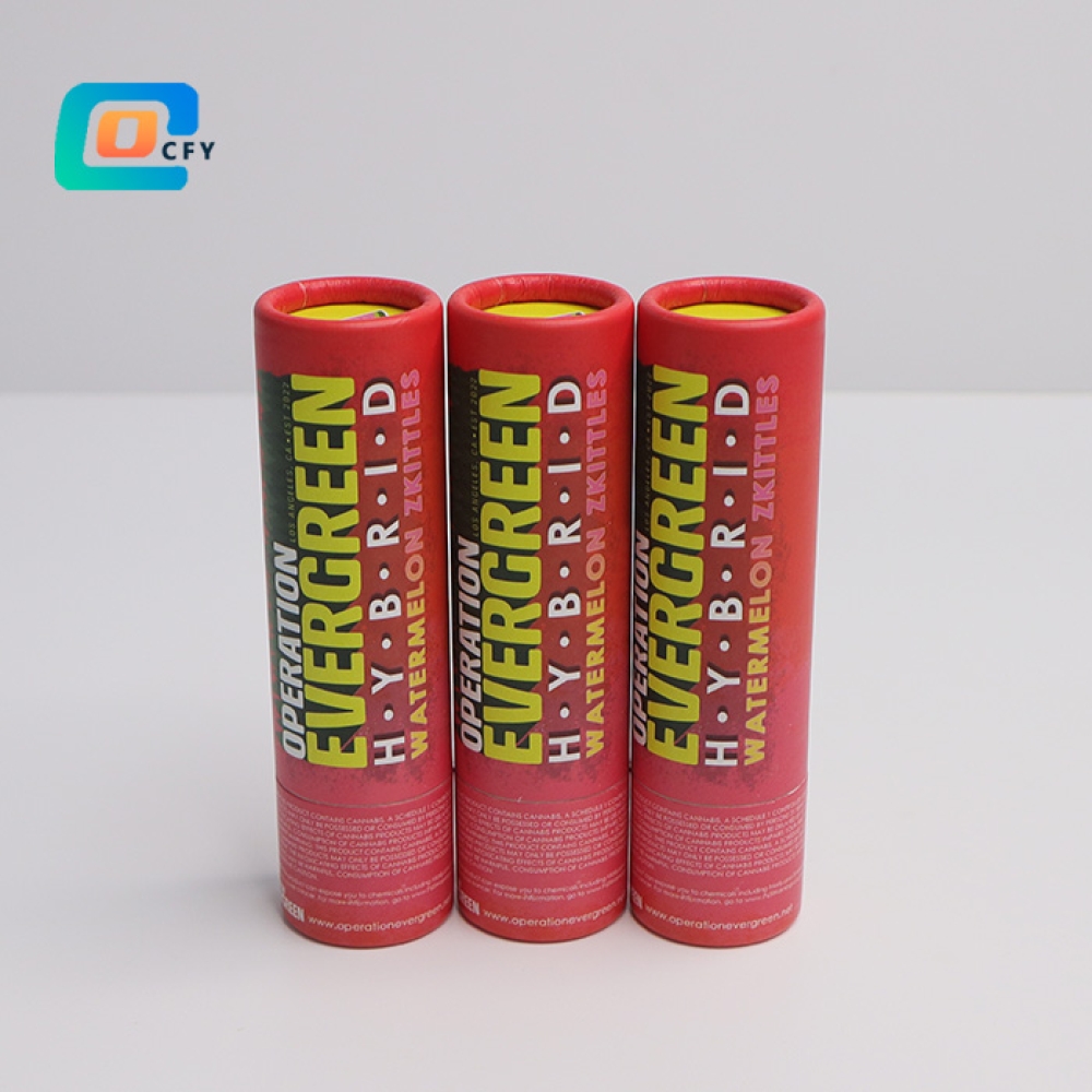 Cardboard CBD vape pen cartridge Packaging Child Resistant tube and box supplier Child Lock Button Paper Tube Packaging