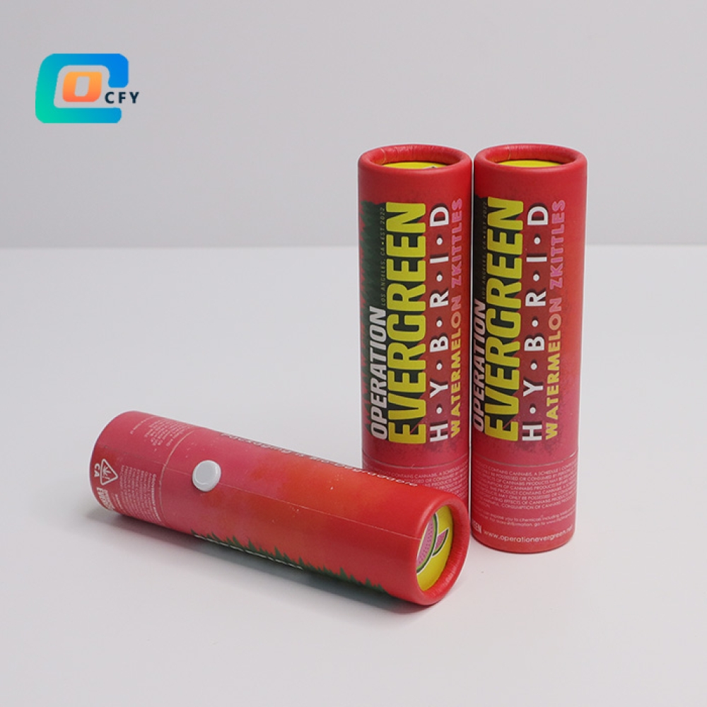 Cardboard CBD vape pen cartridge Packaging Child Resistant tube and box supplier Child Lock Button Paper Tube Packaging