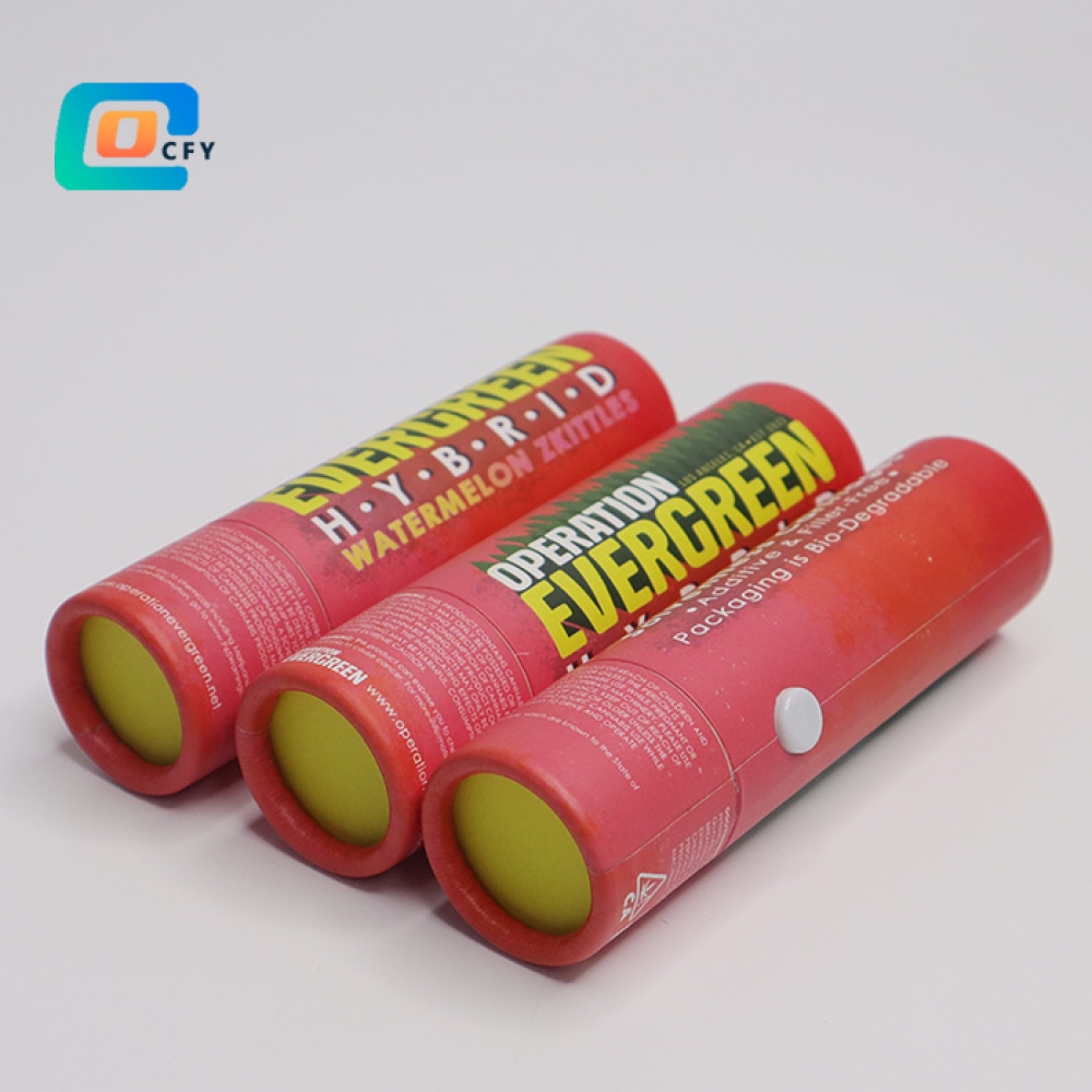 Cardboard CBD vape pen cartridge Packaging Child Resistant tube and box supplier Child Lock Button Paper Tube Packaging