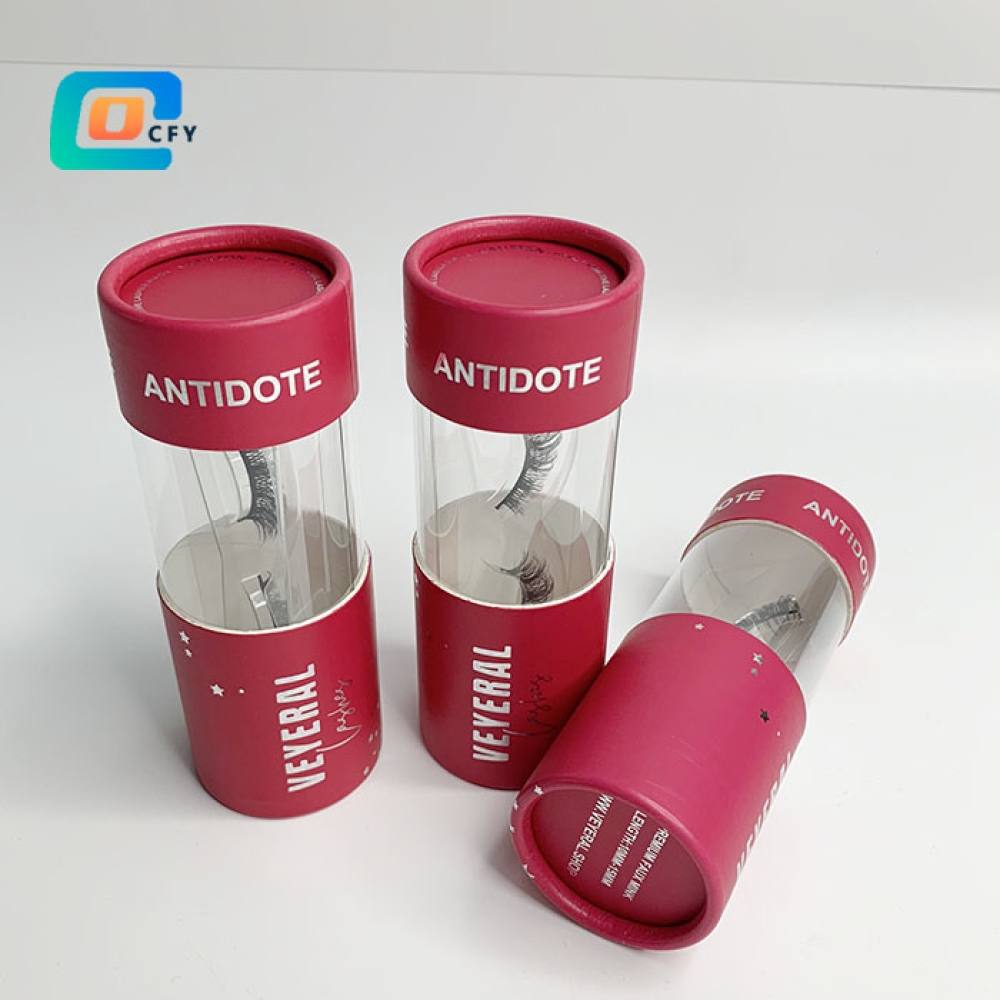 Custom Logo Printing 100% Recycled Material Colorful Cosmetic Paper Gift Box Skin Care Beauty Cardboard Cylinder Packaging PVC