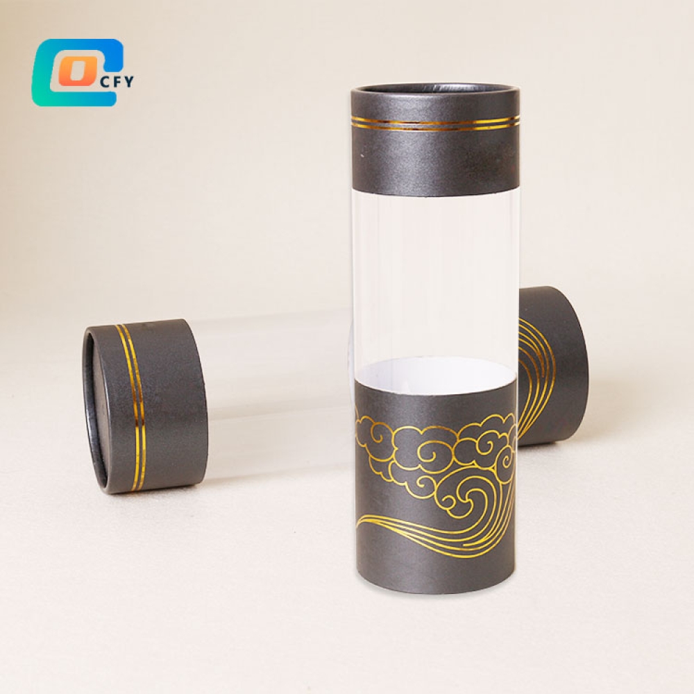 Custom Logo Printing 100% Recycled Material Colorful Cosmetic Paper Gift Box Skin Care Beauty Cardboard Cylinder Packaging PVC