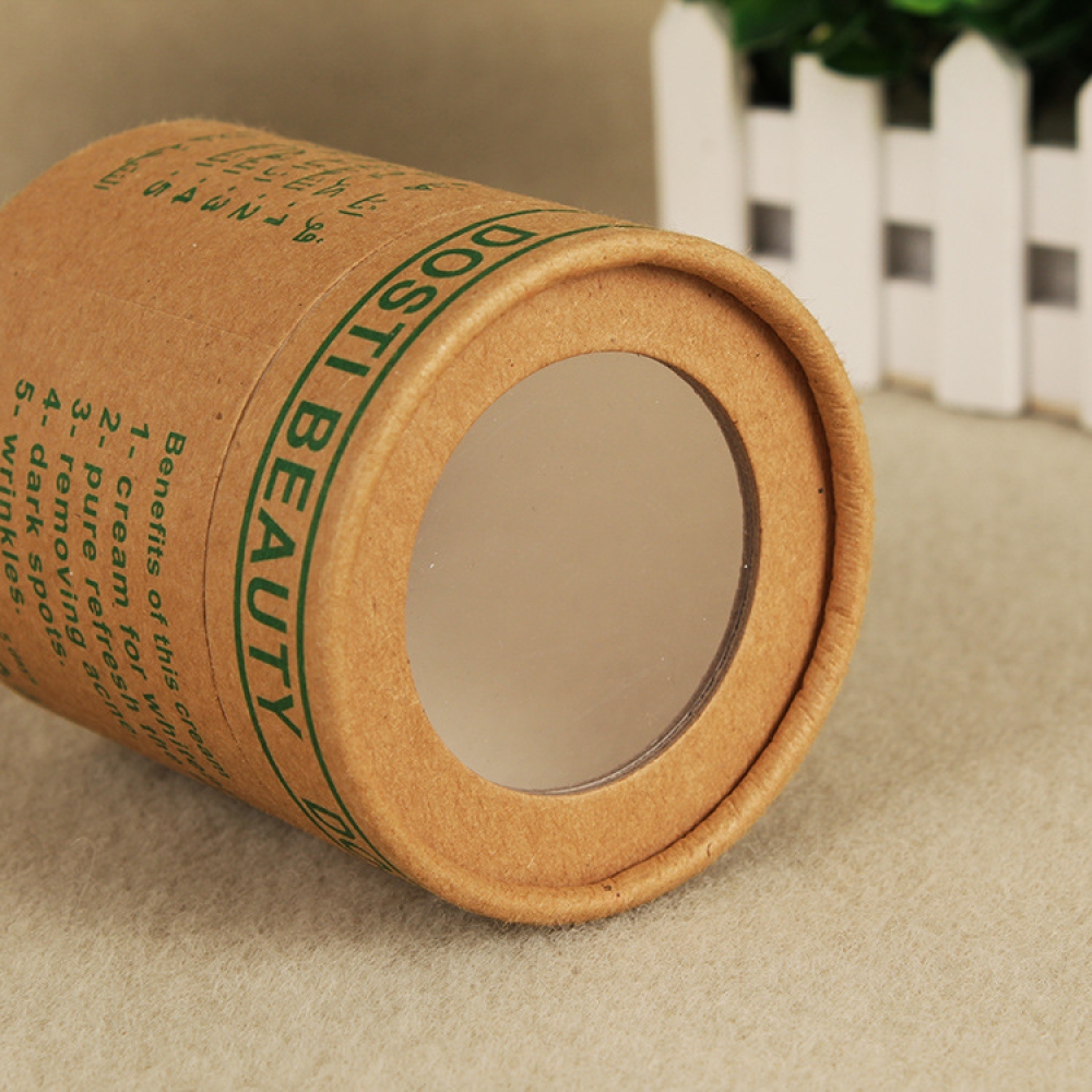 Custom Logo Printing 100% Recycled Material Colorful Cosmetic Paper Gift Box Skin Care Beauty Cardboard Cylinder Packaging PVC