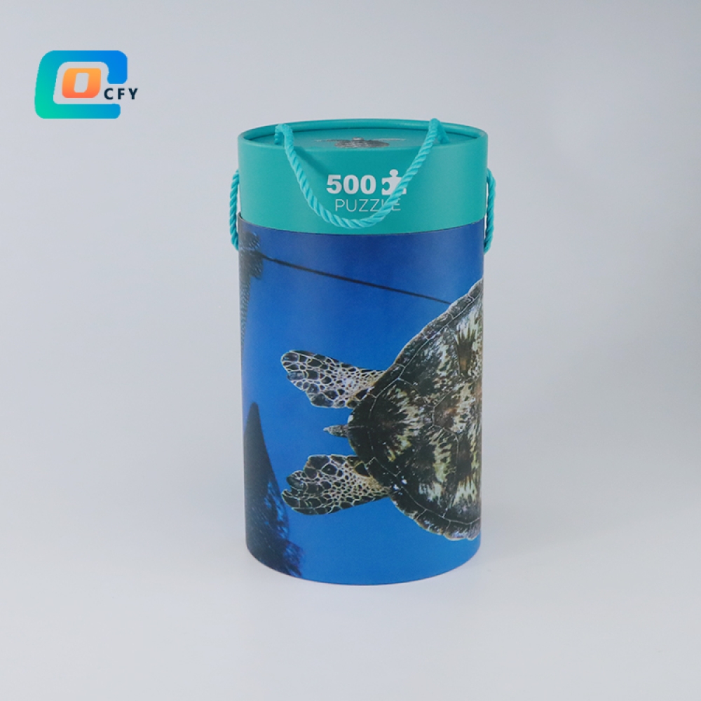 Factory 24 100 500 pieces cardboard cylinder gift paper puzzle  jigsaw kid educational puzzle toy container packaging tubes with poster