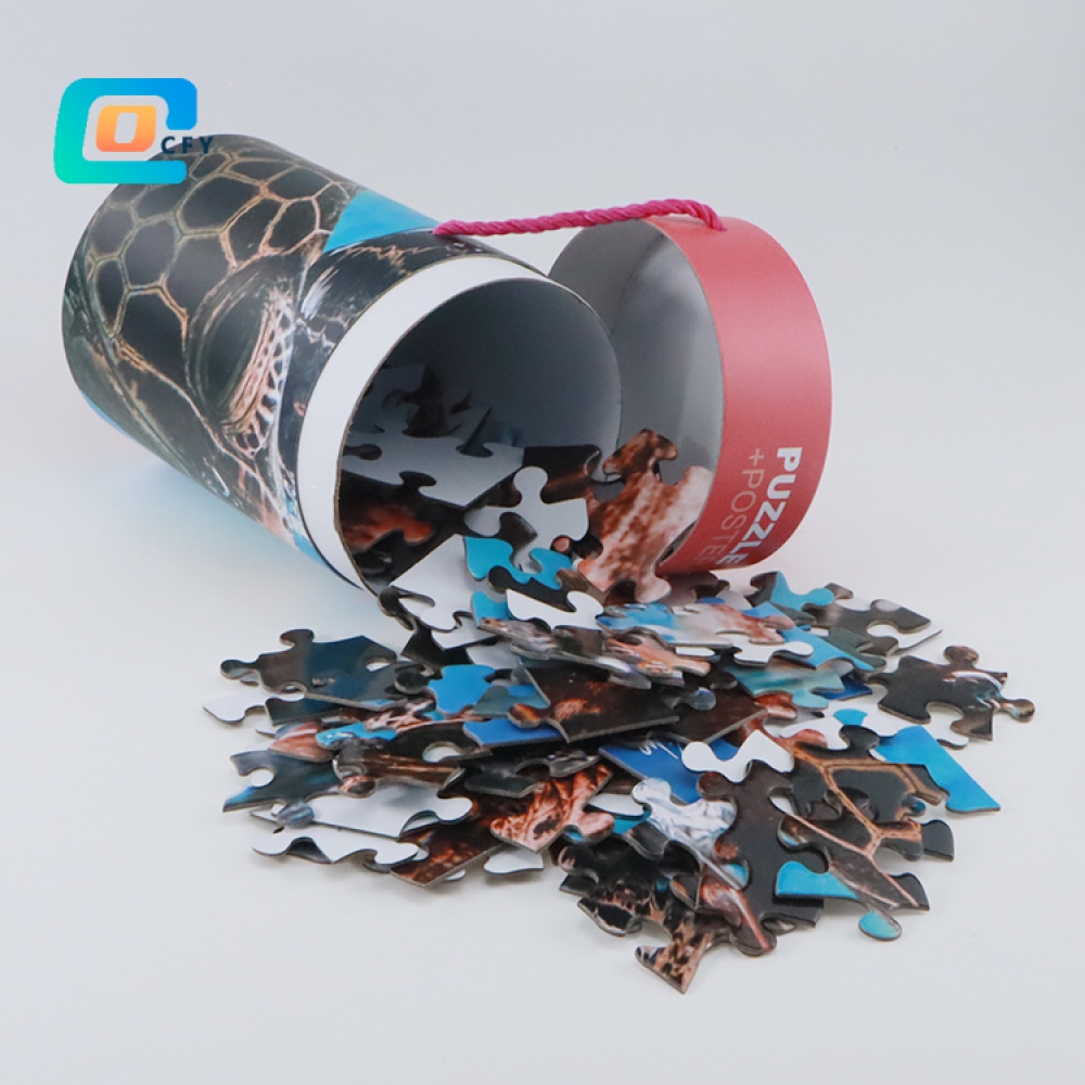 Factory 24 100 500 pieces cardboard cylinder gift paper puzzle  jigsaw kid educational puzzle toy container packaging tubes with poster