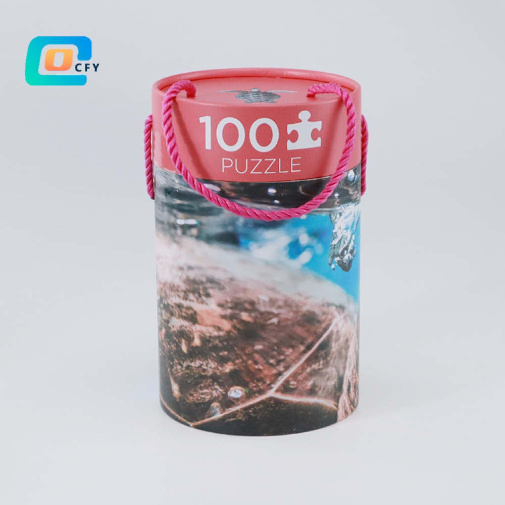 Factory 24 100 500 pieces cardboard cylinder gift paper puzzle  jigsaw kid educational puzzle toy container packaging tubes with poster