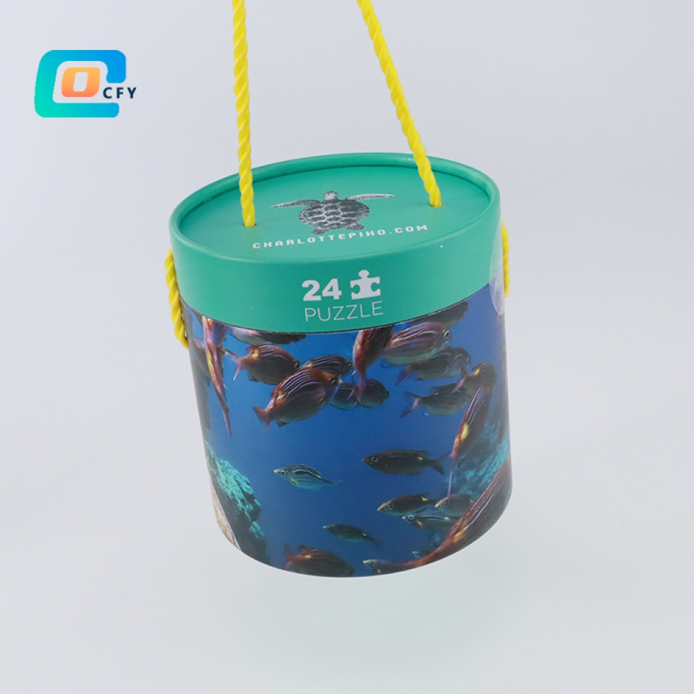 Factory 24 100 500 pieces cardboard cylinder gift paper puzzle  jigsaw kid educational puzzle toy container packaging tubes with poster