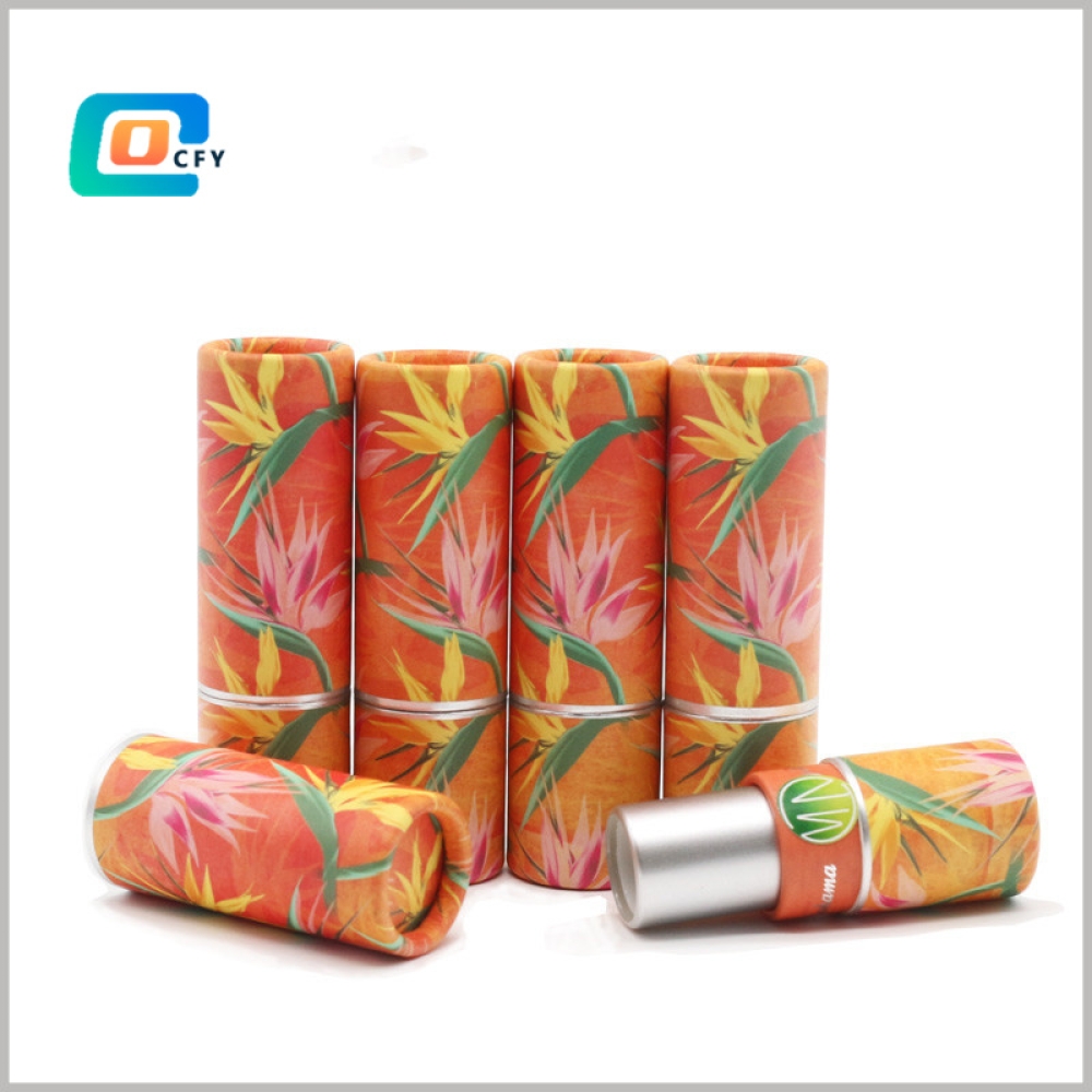 Custom Eco Friendly twist up lipstick Cardboard cylinder Container Deodorant  Lip Balm Skincare Push Up Paper Tube Packaging