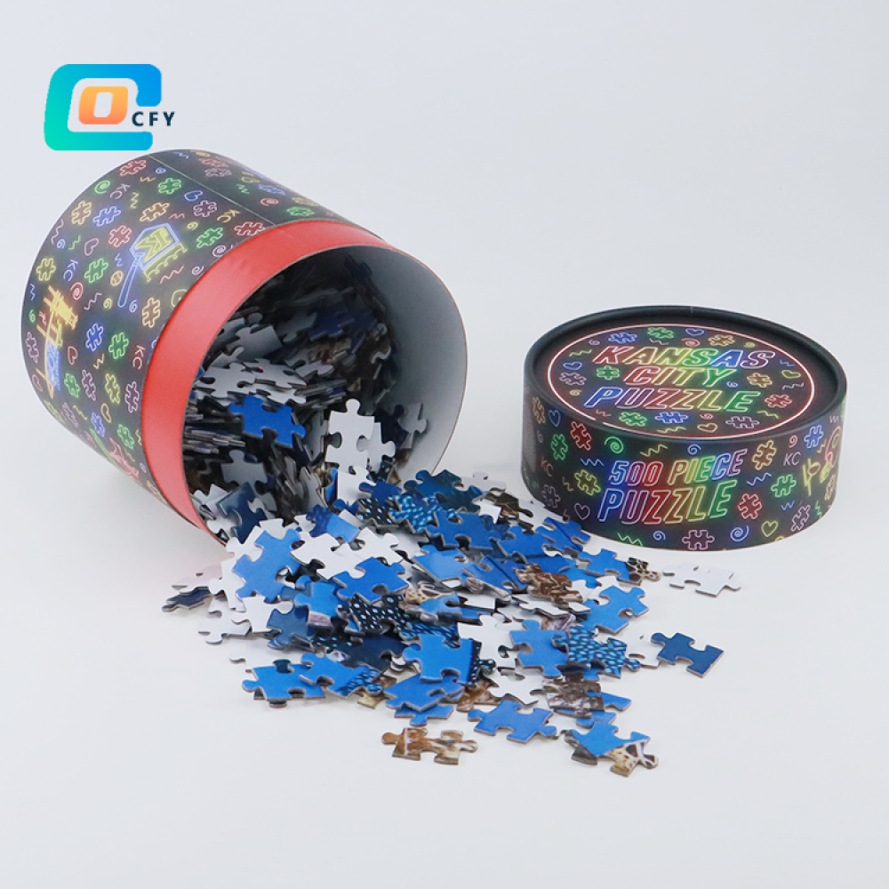 Factory ODM OEM 500 pieces cylinder giftpaper puzzles jigsaw kids puzzle educational toys container packaging tubes for children and adults
