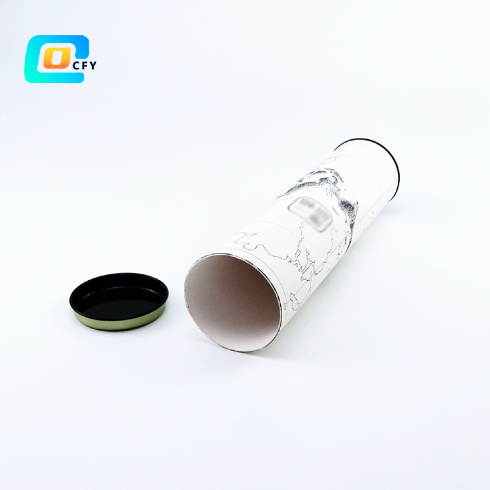 Custom Paper Tube Packaging with metal lids for T-shirts and Clothing Apparel Packaging Cardboard Tube Boxes