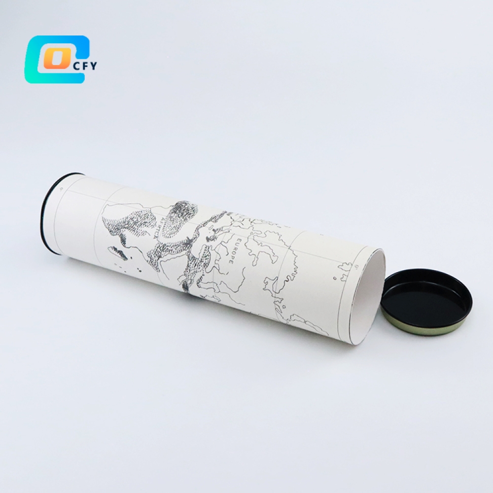 Custom Paper Tube Packaging with metal lids for T-shirts and Clothing Apparel Packaging Cardboard Tube Boxes