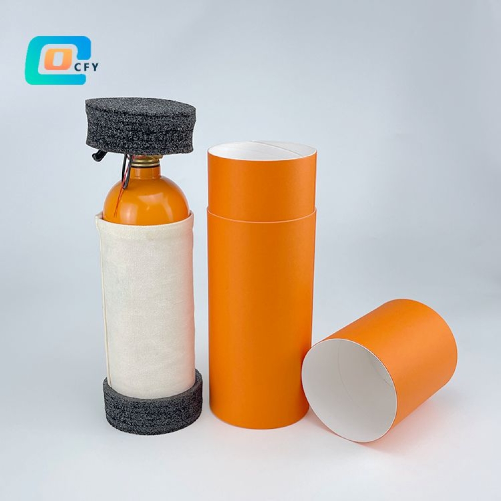 Custom portable fire extinguisher cylinder packaging box cardboard paper tube gift box packaging eco friendly round container