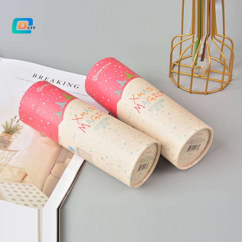 Custom Bath salt Bomb Plastic free Tube Packaging Shower steamers cardboard cosmetic cylinder box