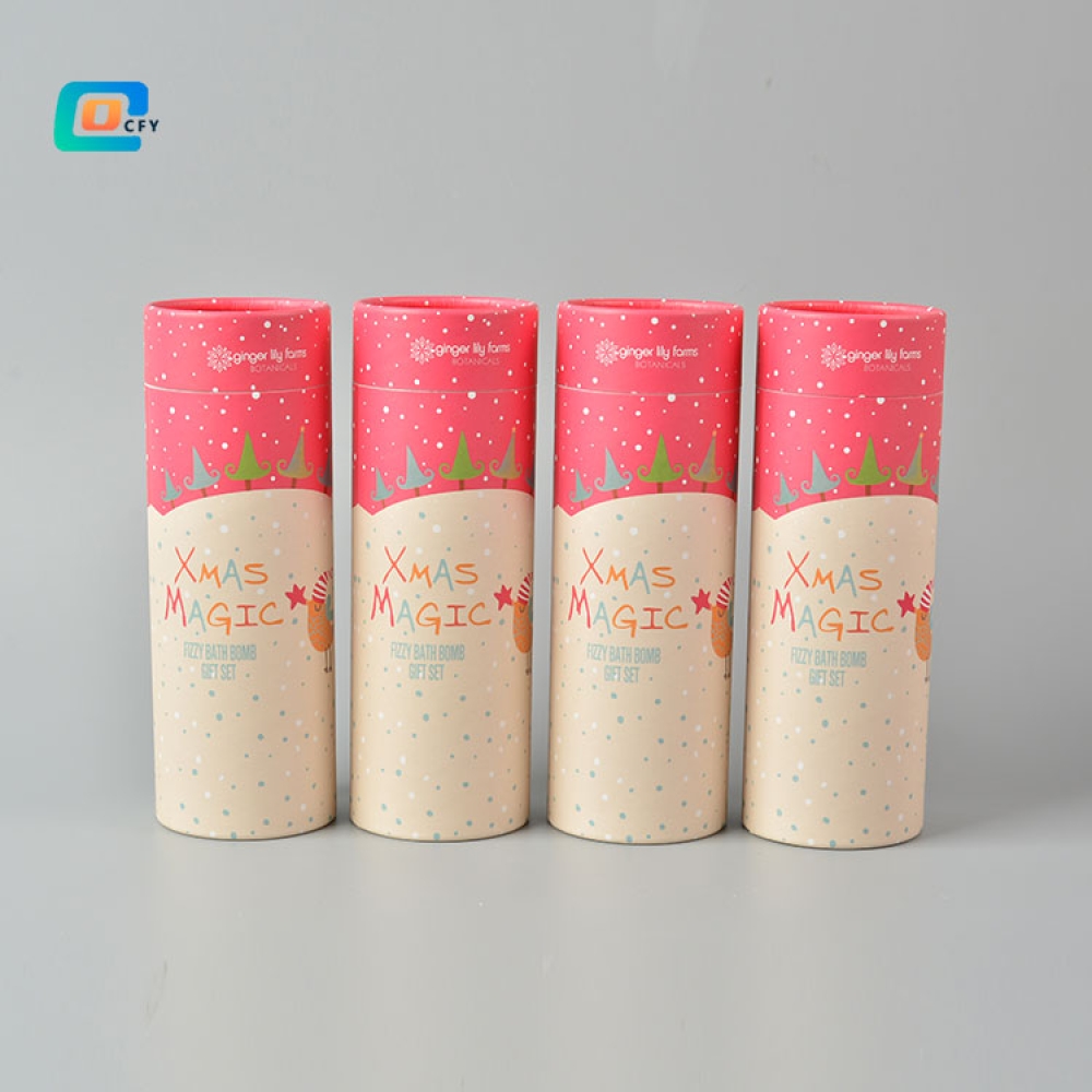 Custom Bath salt Bomb Plastic free Tube Packaging Shower steamers cardboard cosmetic cylinder box