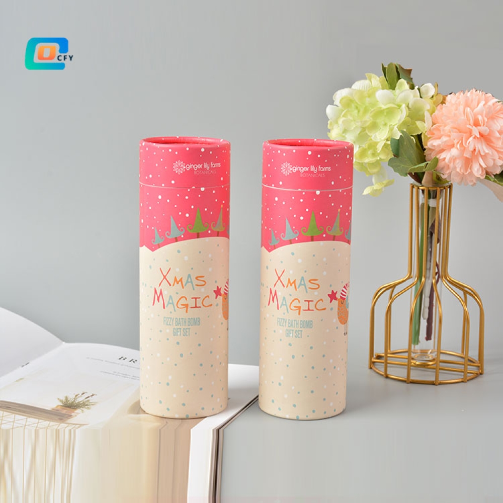 Custom Bath salt Bomb Plastic free Tube Packaging Shower steamers cardboard cosmetic cylinder box