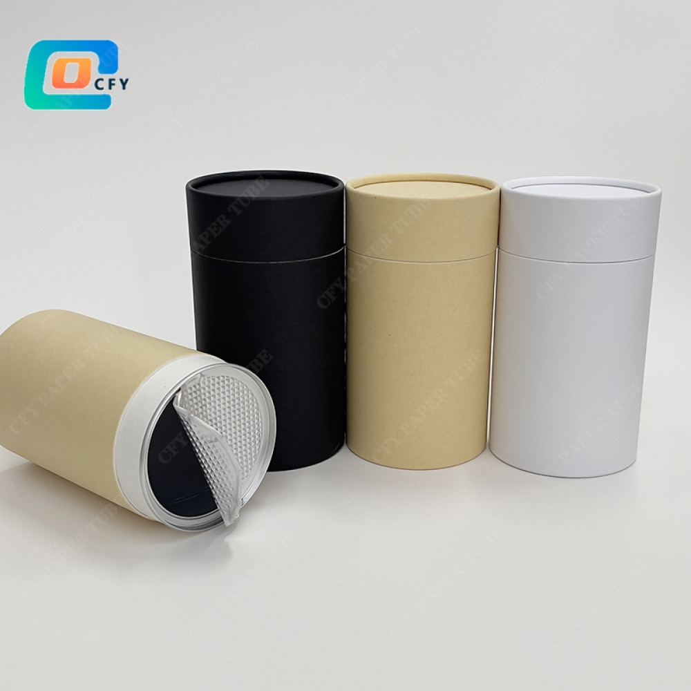 Food Grade Tea Coffee Candy Nuts Packaging Paper Cans Custom Protein powder Cylinder Kraft Paper Tube for Superfoods with aluminum foil lining