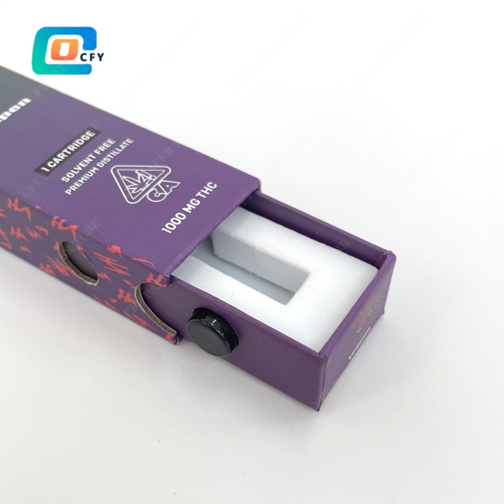 Custom CR Paper Slide Box Display Window Child Resistant Paper Box CR Containers Paper Packaging Box Drawer for extracts and cartridges