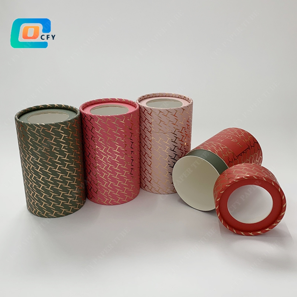 Custom Food Grade Cardboard Candy Chocolate nut cookie Gift Cylinder Box Packaging Paper Tube with window