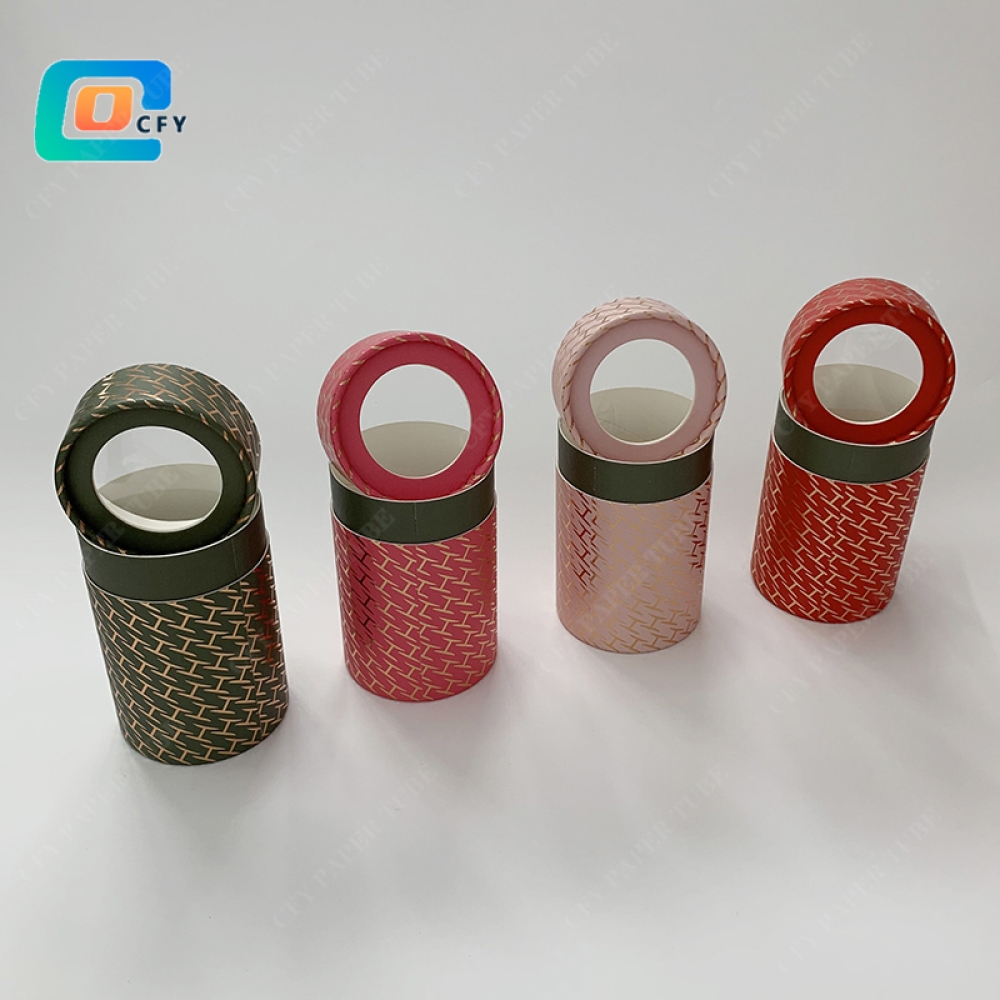 Custom Food Grade Cardboard Candy Chocolate nut cookie Gift Cylinder Box Packaging Paper Tube with window
