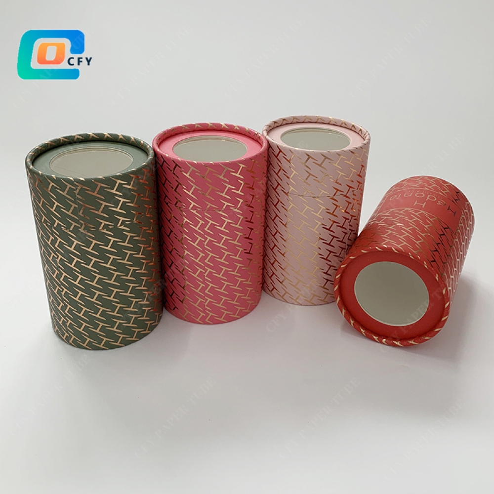 Custom Food Grade Cardboard Candy Chocolate nut cookie Gift Cylinder Box Packaging Paper Tube with window