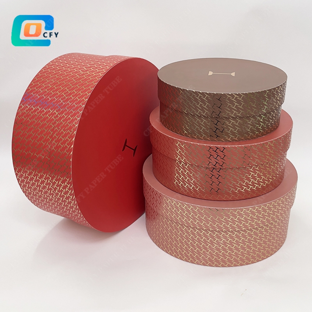 Custom Recyclable Wedding Rose Paper Packaging Cylinder Rigid Cardboard Hat Top and bottom Round Tube Chocolate Gift Flower Box