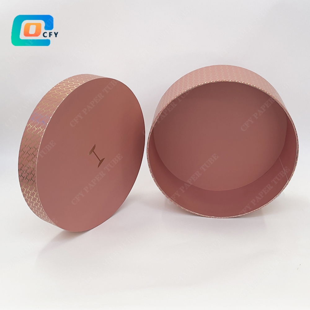 Custom Recyclable Wedding Rose Paper Packaging Cylinder Rigid Cardboard Hat Top and bottom Round Tube Chocolate Gift Flower Box