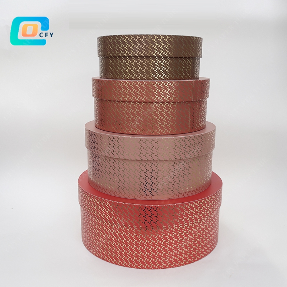 Custom Recyclable Wedding Rose Paper Packaging Cylinder Rigid Cardboard Hat Top and bottom Round Tube Chocolate Gift Flower Box