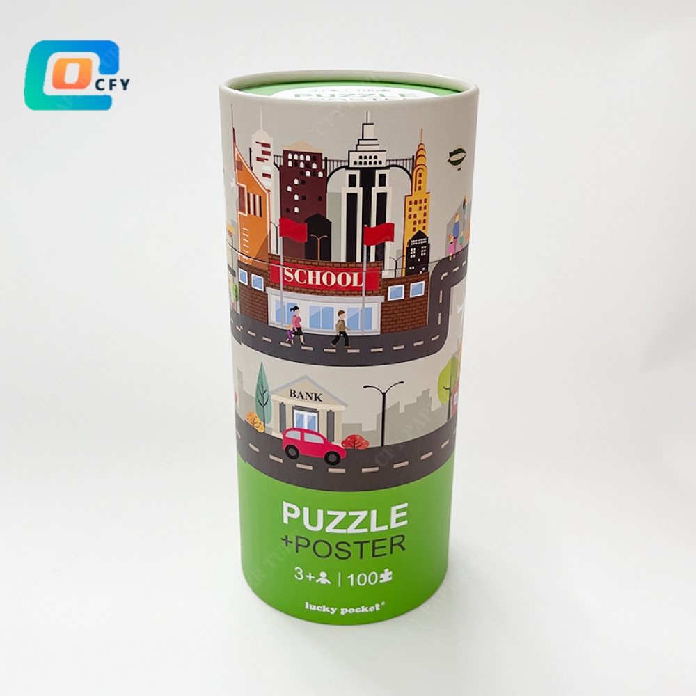 ODM OEM 100 pieces Fun cardboard puzzles educational  jigsaw puzzles toy container packaging tubes for children