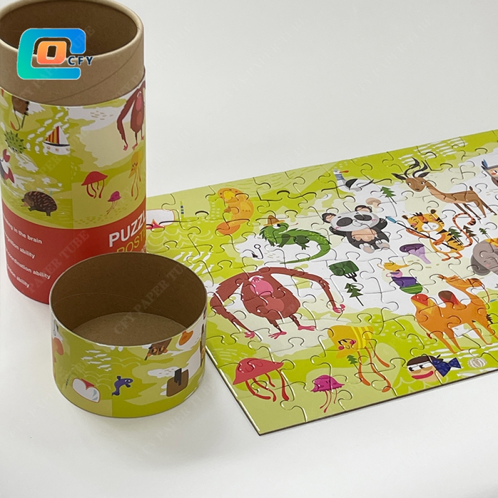 ODM OEM 100 pieces Fun cardboard puzzles educational  jigsaw puzzles toy container packaging tubes for children