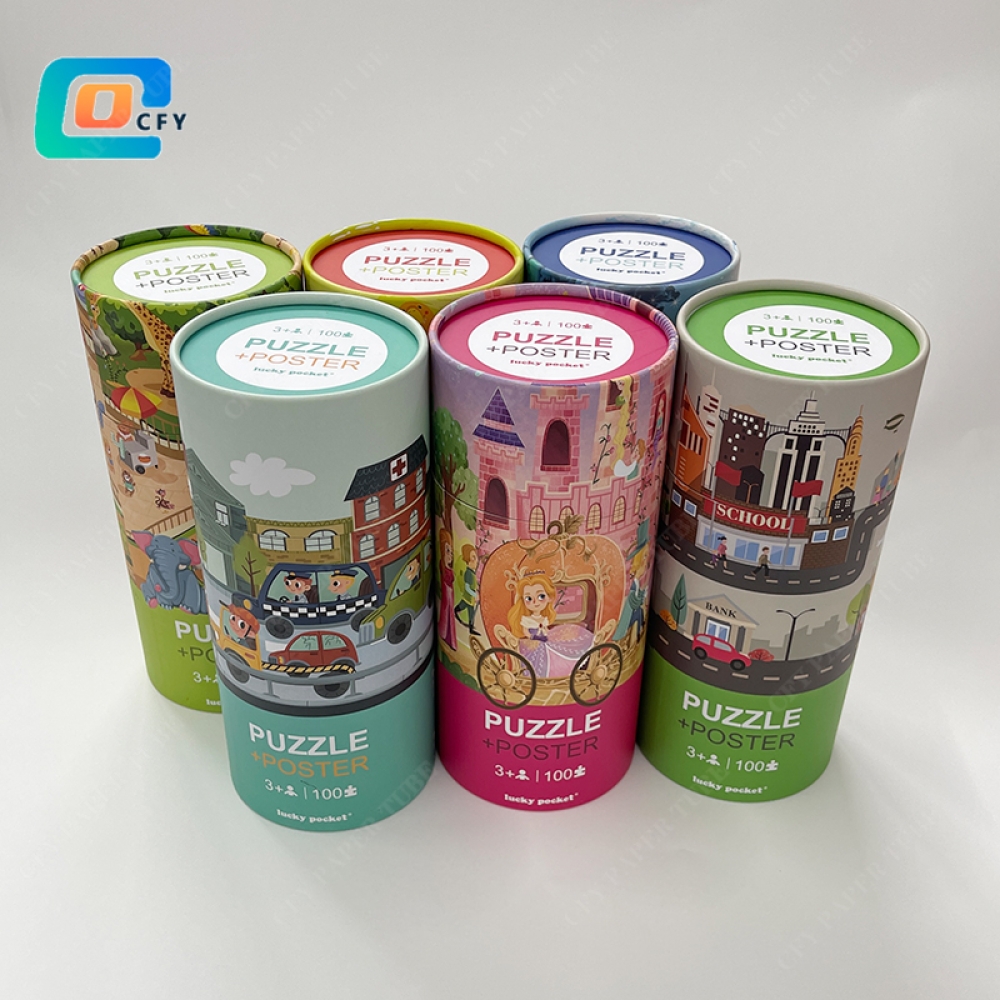 ODM OEM 100 pieces Fun cardboard puzzles educational  jigsaw puzzles toy container packaging tubes for children