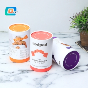 Custom cardboard canister paper can Cylinder clothes paper container weighted eyes blanket Gift tube box Pillow paper packaging